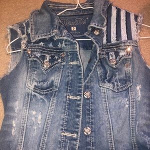 Miss Me blue jean jacket vest